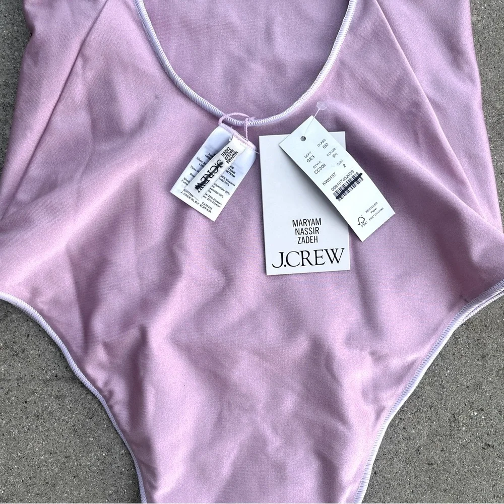 NEW Maryam Nassir Zadeh x J Crew Cross-Back One Piece Swimsuit Pink Size 2 $138 - Picture 7 of 13
